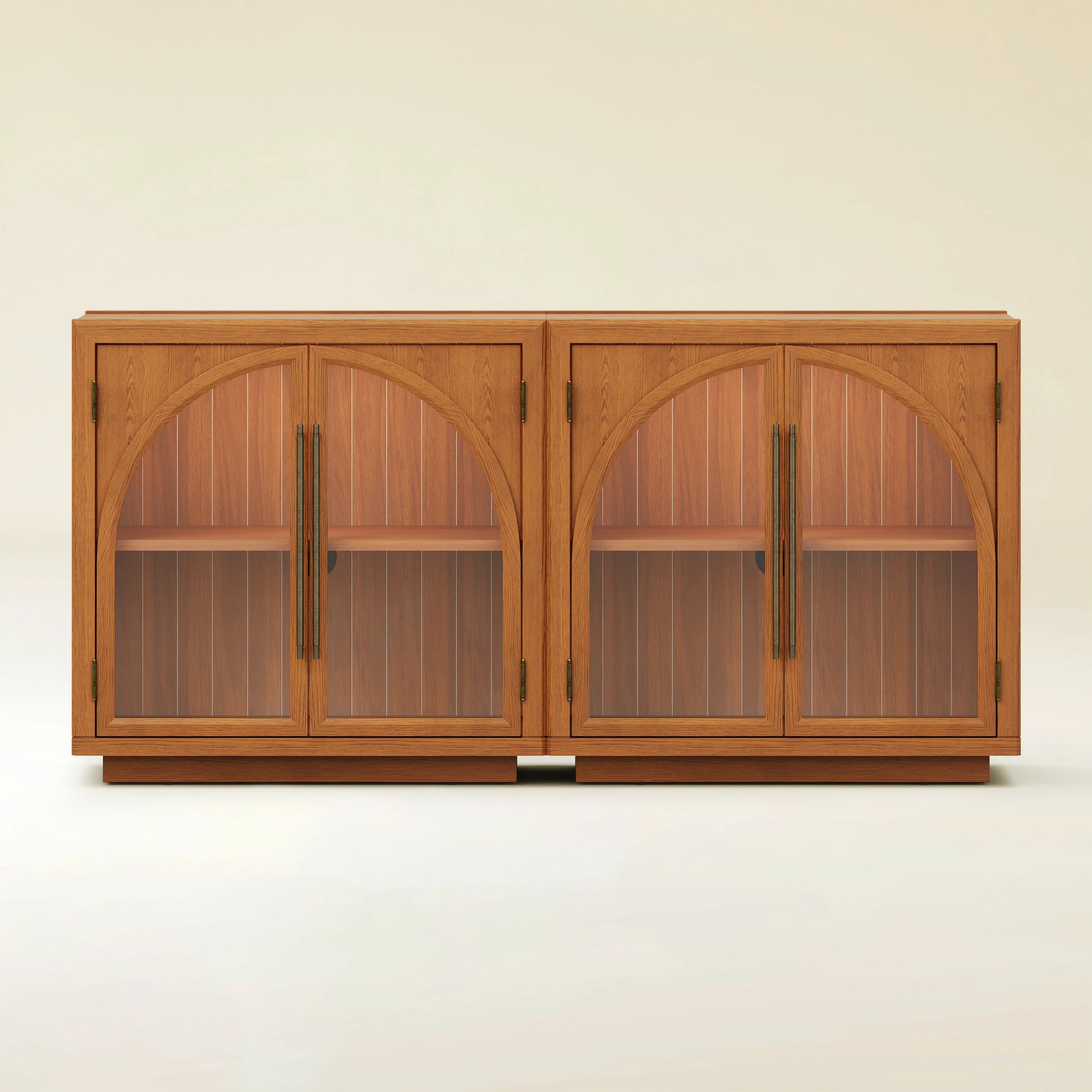 Alvar Arched 63″ Oak Media Console(Set of 2)