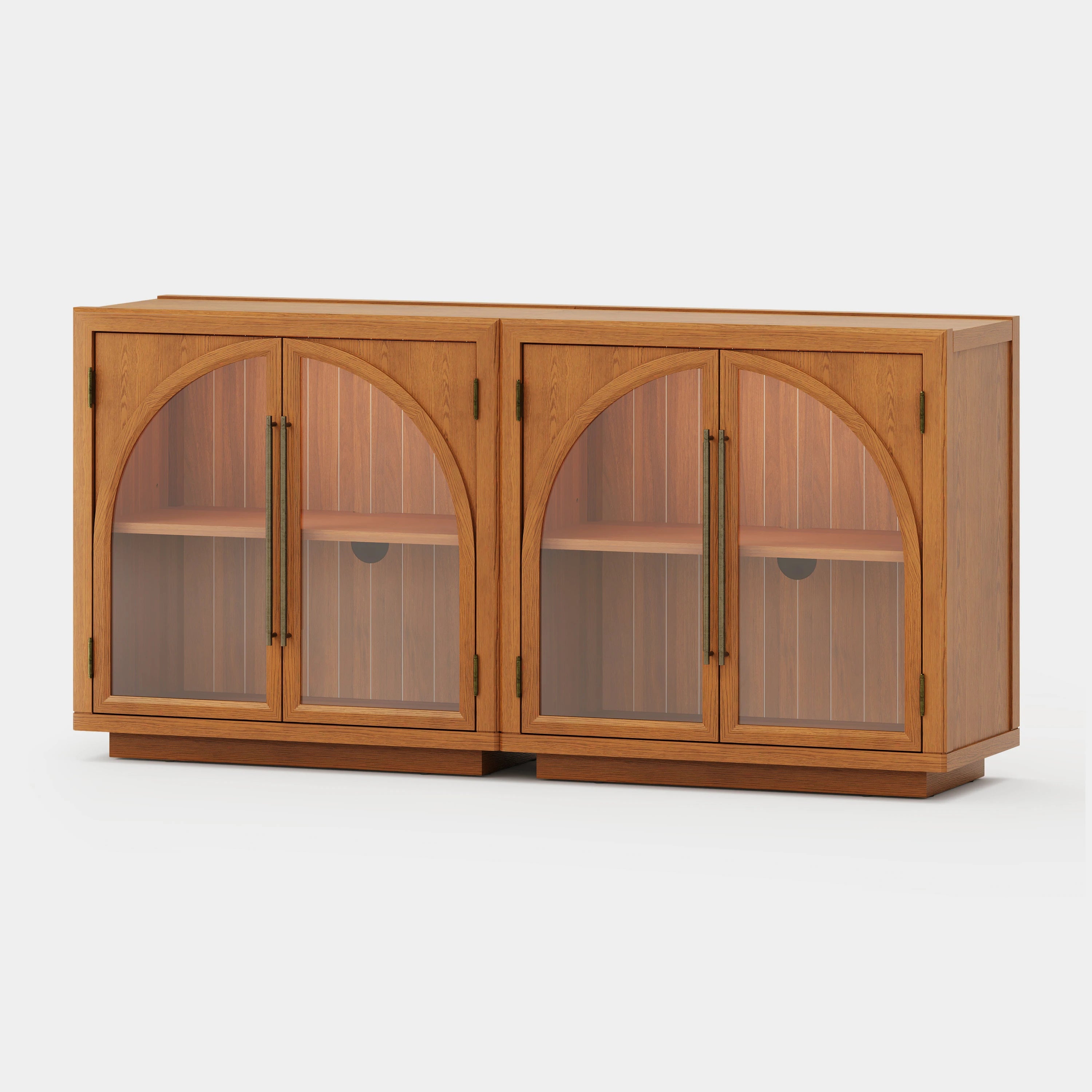 Alvar Arched 63″ Oak Media Console(Set of 2)