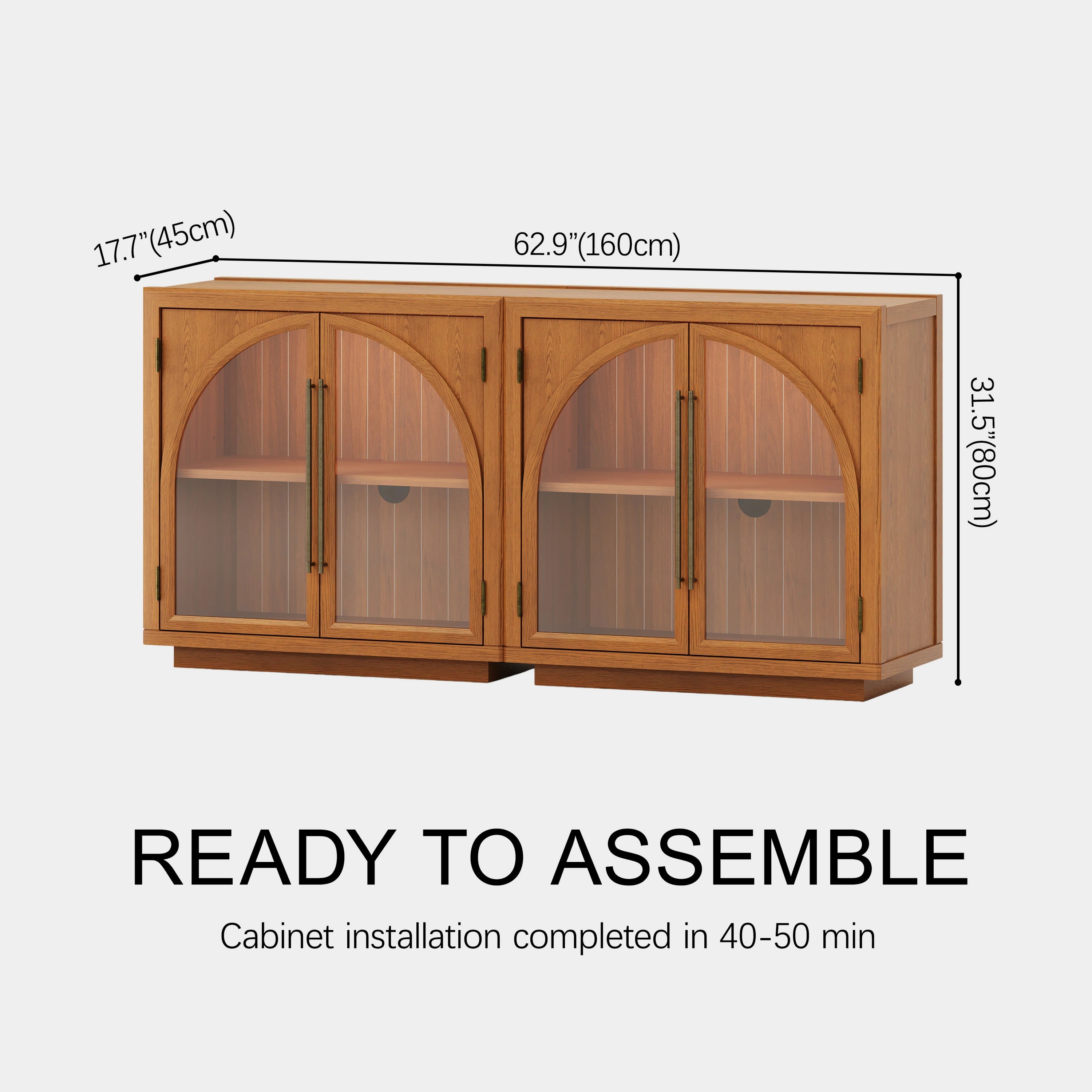 Alvar Arched 63″ Oak Media Console(Set of 2)