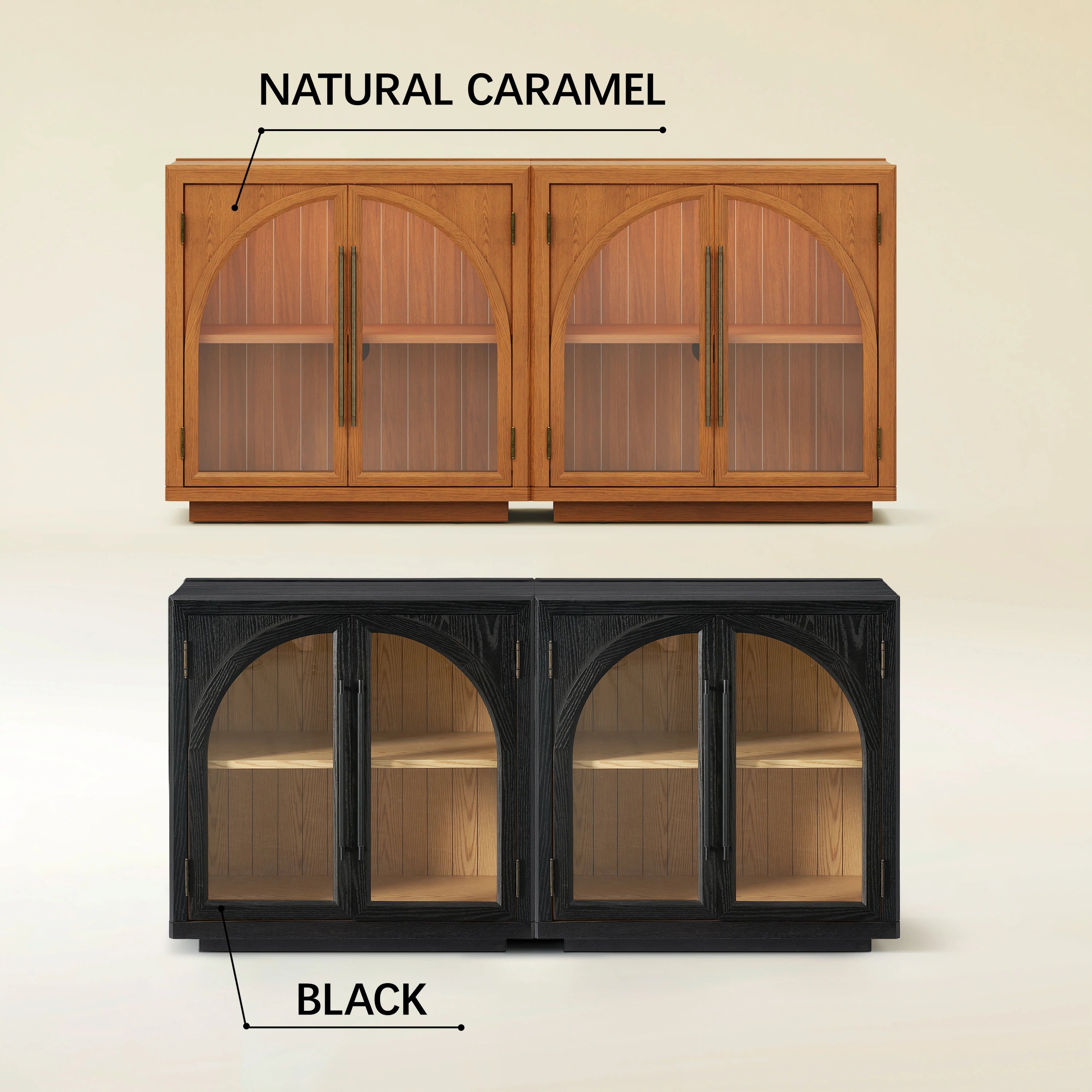 Alvar Arched 63″ Oak Media Console(Set of 2)