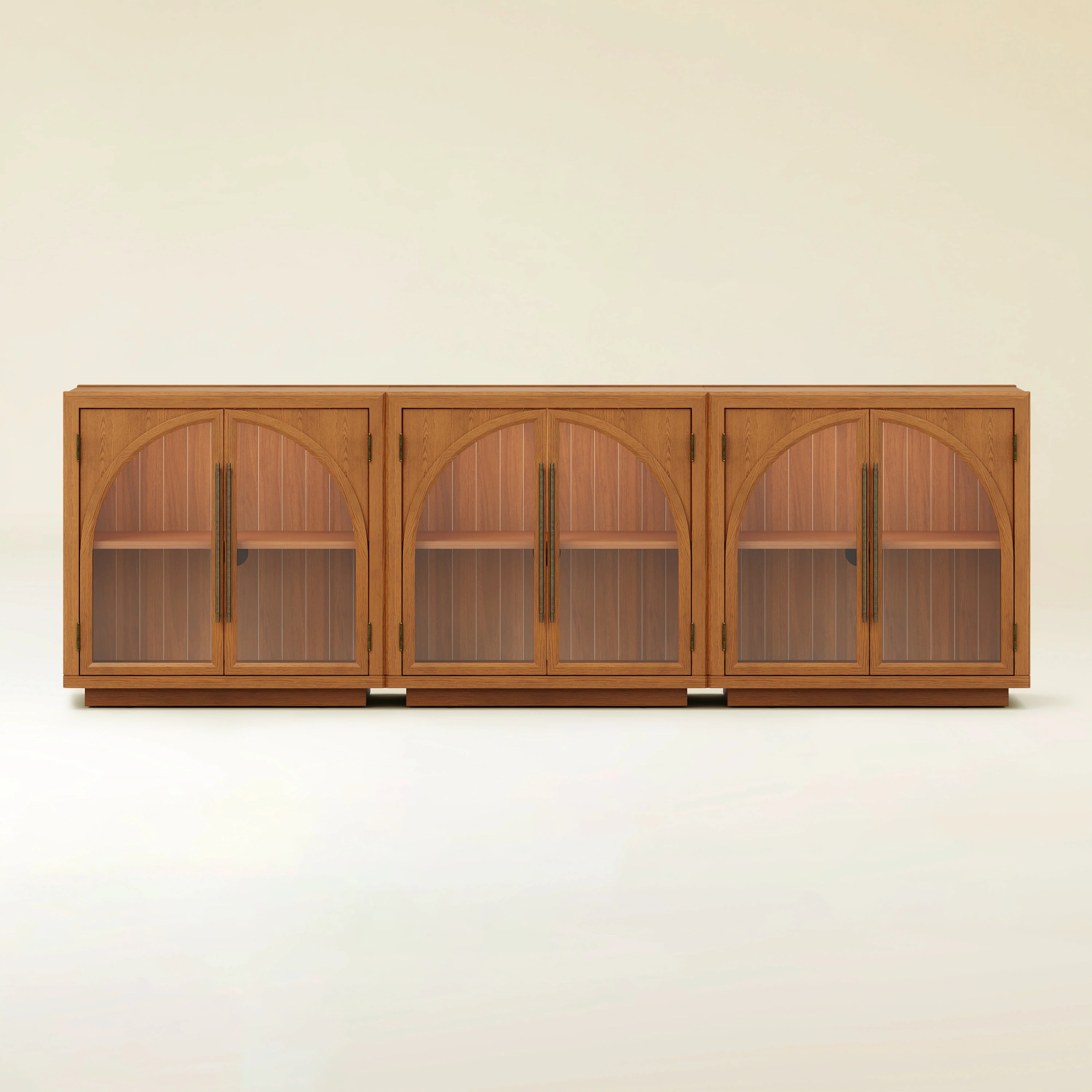 Alvar Arched 95″ Oak Media Console(Set of 3)