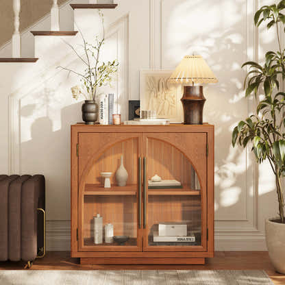 Alvar Arched 32″  Oak Storage Cabinet