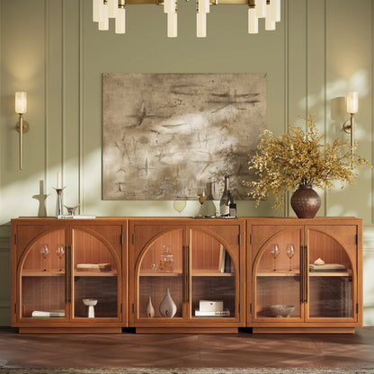 Alvar Arched 95″ Oak Media Console(Set of 3)