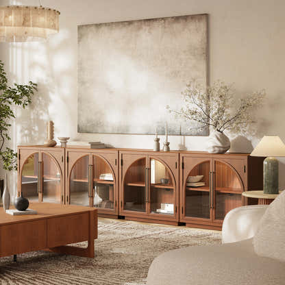 Alvar Arched 63″ Oak Media Console(Set of 2)