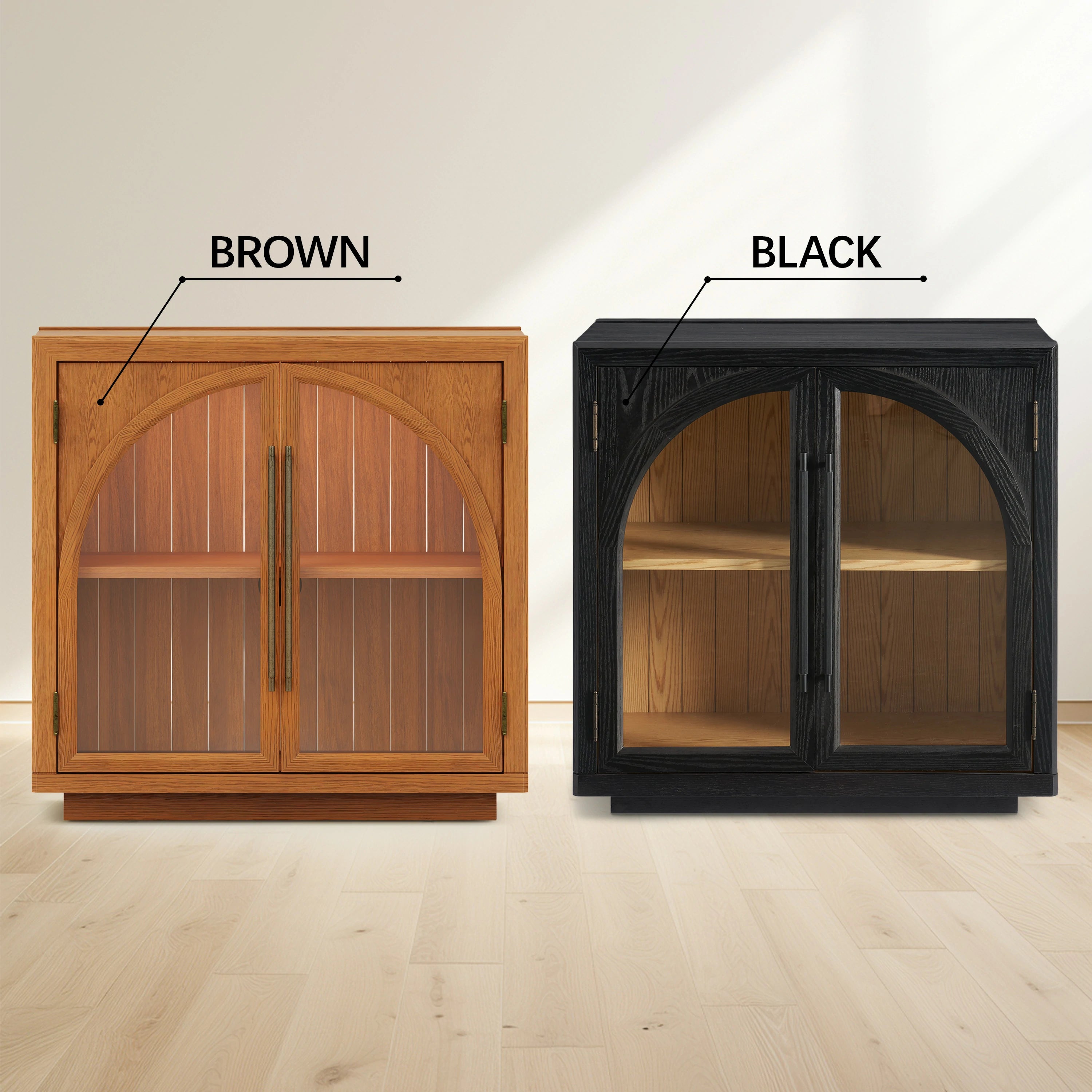 Alvar Arched 95″ Oak Media Console(Set of 3)