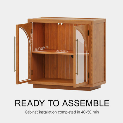 Alvar Arched 95″ Oak Media Console(Set of 3)