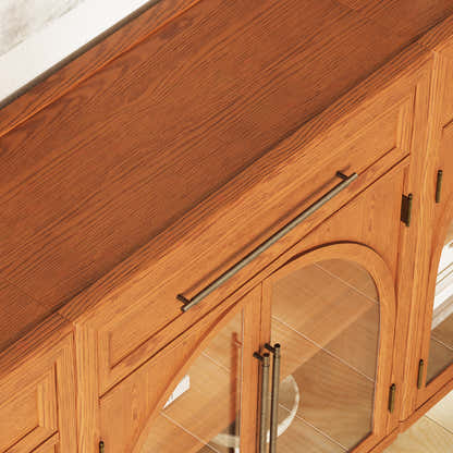 Alvar Arched 94.5" Oak Sideboard with Drawers(Set of 3)