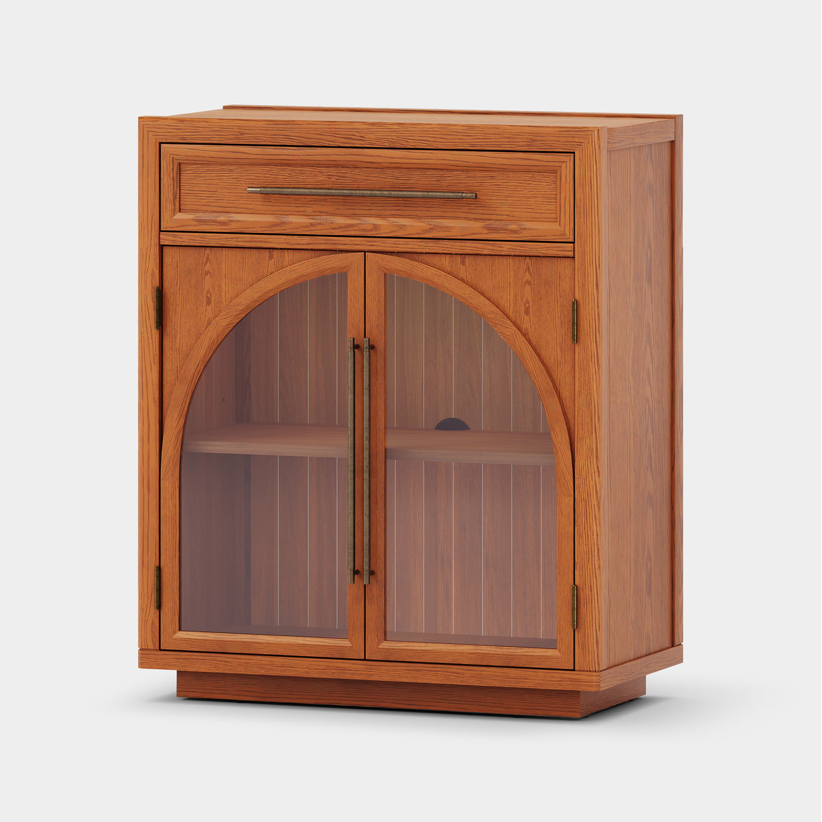 Alvar Arched 30" Oak Storage Cabinet with Drawers