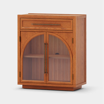 Alvar Arched 30" Oak Storage Cabinet with Drawers