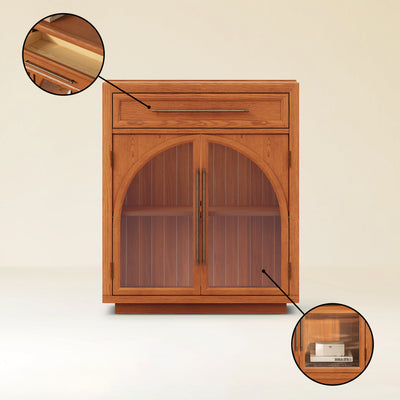 Alvar Arched 30" Oak Storage Cabinet with Drawers