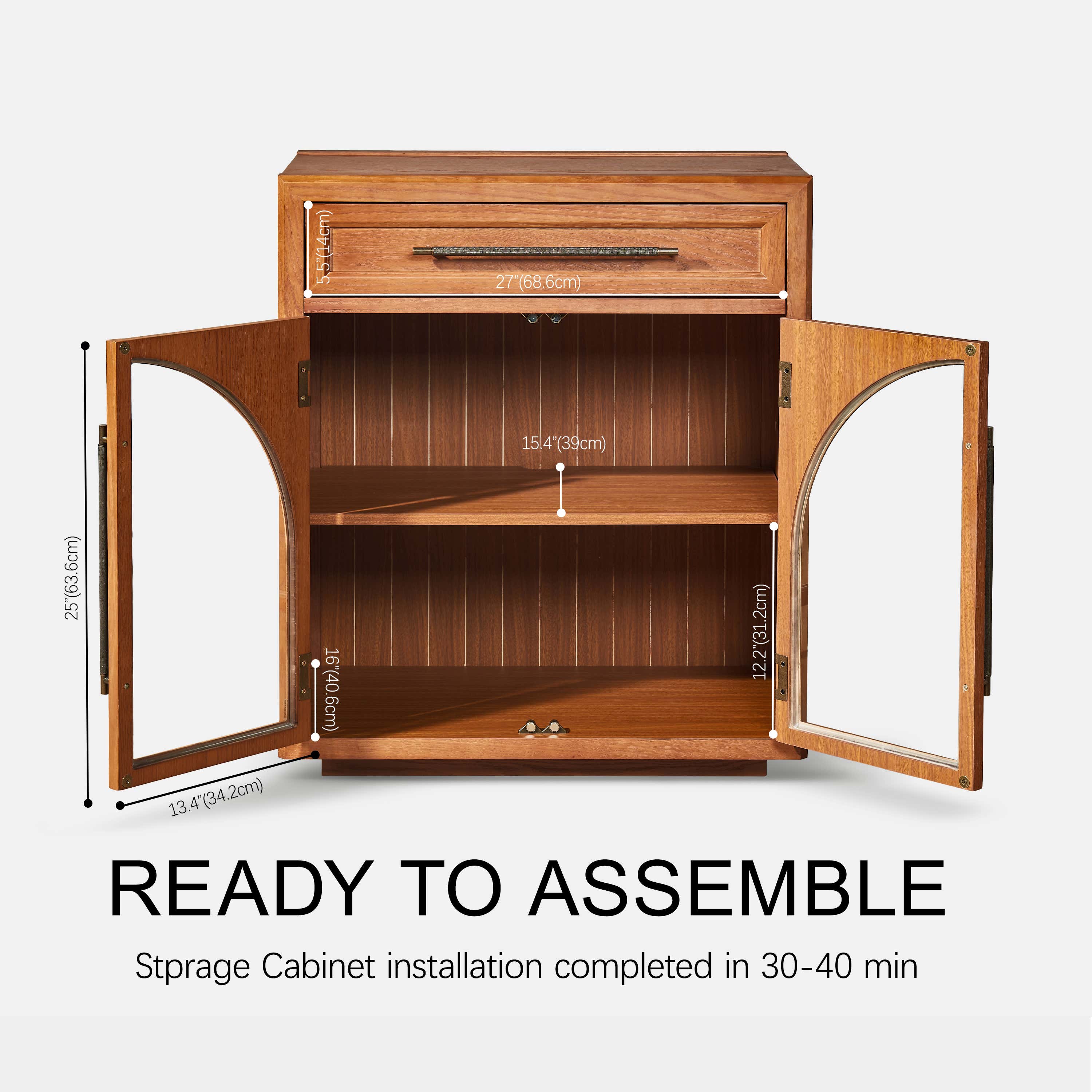 Alvar Arched 91" Oak Sideboard with Drawers(Set of 3)