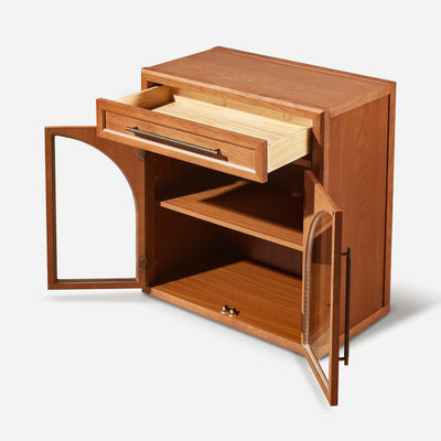 Alvar Arched 30" Oak Storage Cabinet with Drawers