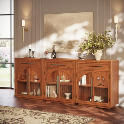 Alvar Arched 91" Oak Sideboard with Drawers(Set of 3)