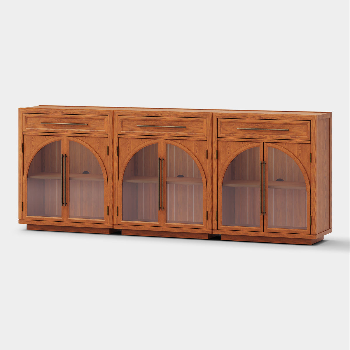 Alvar Arched 91" Oak Sideboard with Drawers(Set of 3)