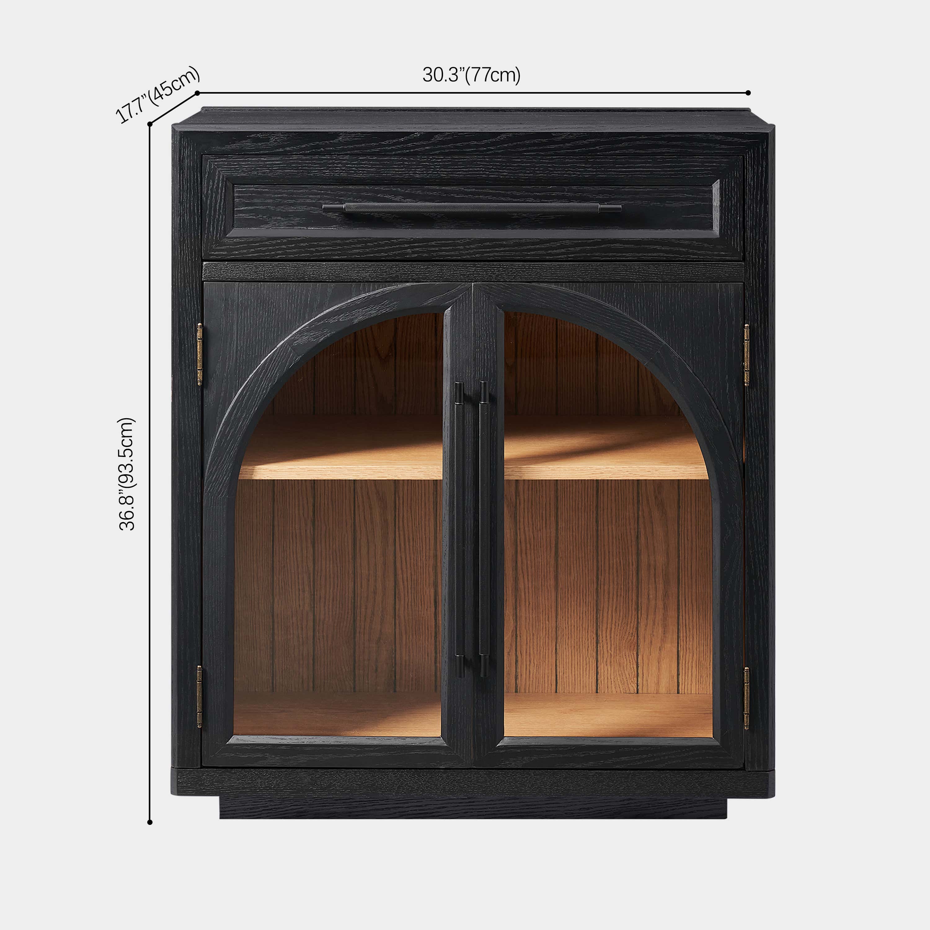 Alvar Arched 30" Oak Storage Cabinet with Drawers