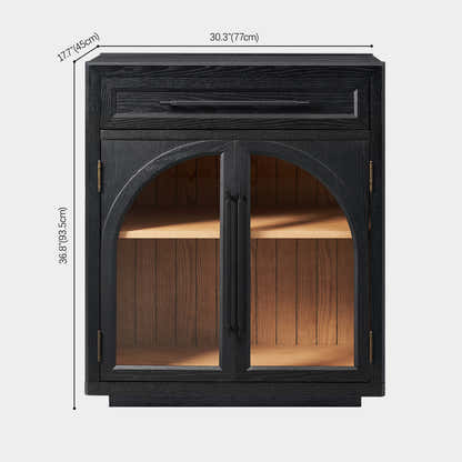 Alvar Arched 30" Oak Storage Cabinet with Drawers
