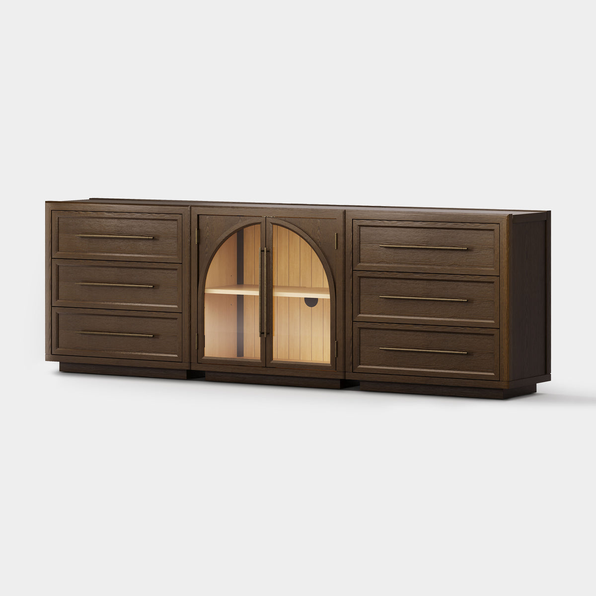 Alvar Arched 91″ Oak Modular Media Console(Set of 3)