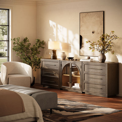 Alvar Arched 91″ Oak Modular Media Console(Set of 3)