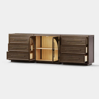 Alvar Arched 94.5″ Oak Modular Media Console(Set of 3)