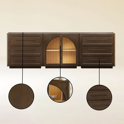 Alvar Arched 91″ Oak Modular Media Console(Set of 3)
