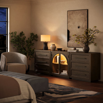 Alvar Arched 91″ Oak Modular Media Console(Set of 3)