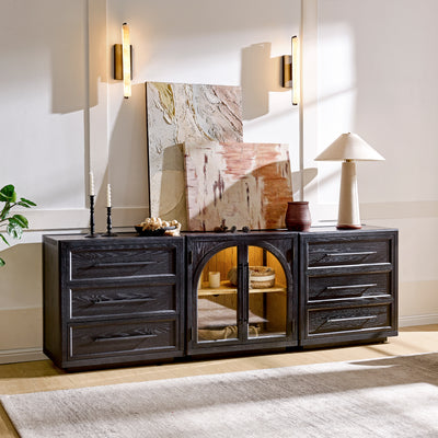 Alvar Arched 91″ Oak Modular Media Console(Set of 3)