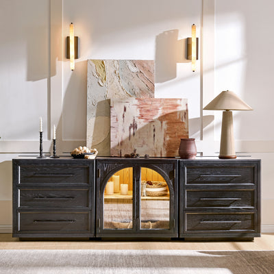 Alvar Arched 91″ Oak Modular Media Console(Set of 3)