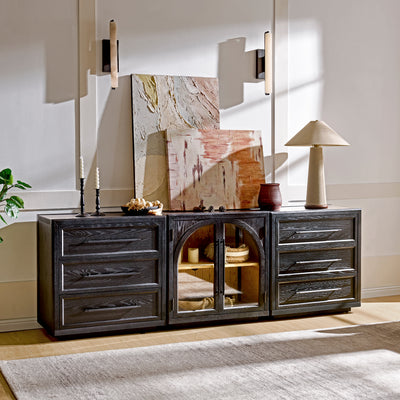 Alvar Arched 91″ Oak Modular Media Console(Set of 3)