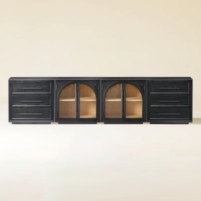 Alvar Arched 121″ Oak Modular Media Console(Set of 4)