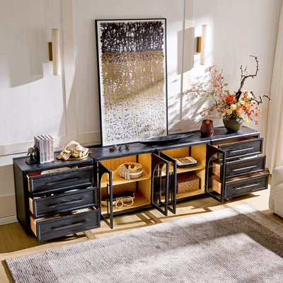 Alvar Arched 121″ Oak Modular Media Console(Set of 4)