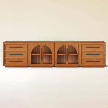 Alvar Arched 126″ Oak Modular Media Console(Set of 4)