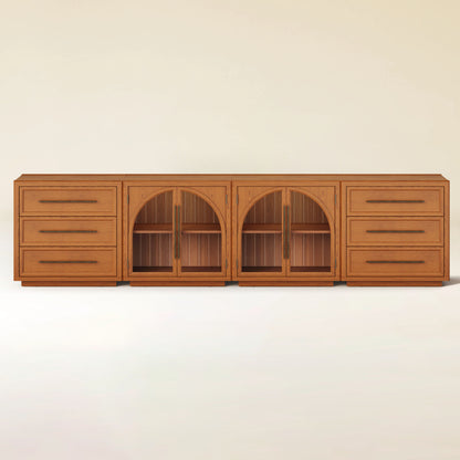 Alvar Arched 126″ Oak Modular Media Console(Set of 4)
