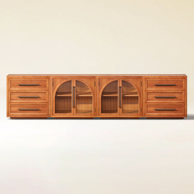 Alvar Arched 121″ Oak Modular Media Console(Set of 4)