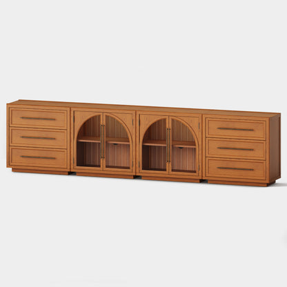 Alvar Arched 126″ Oak Modular Media Console(Set of 4)