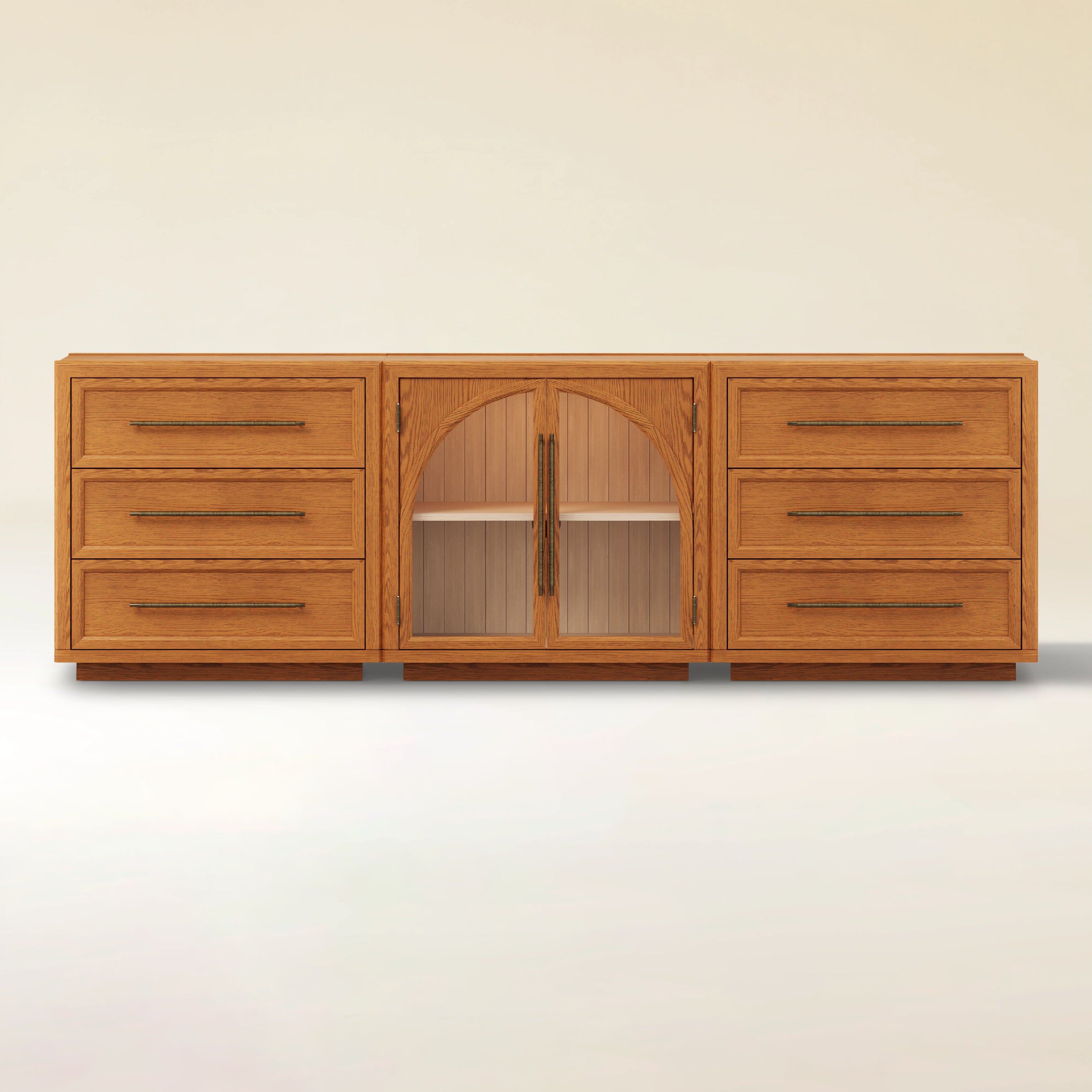 Alvar Arched 94.5″ Oak Modular Media Console(Set of 3)