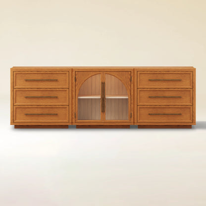 Alvar Arched 94.5″ Oak Modular Media Console(Set of 3)