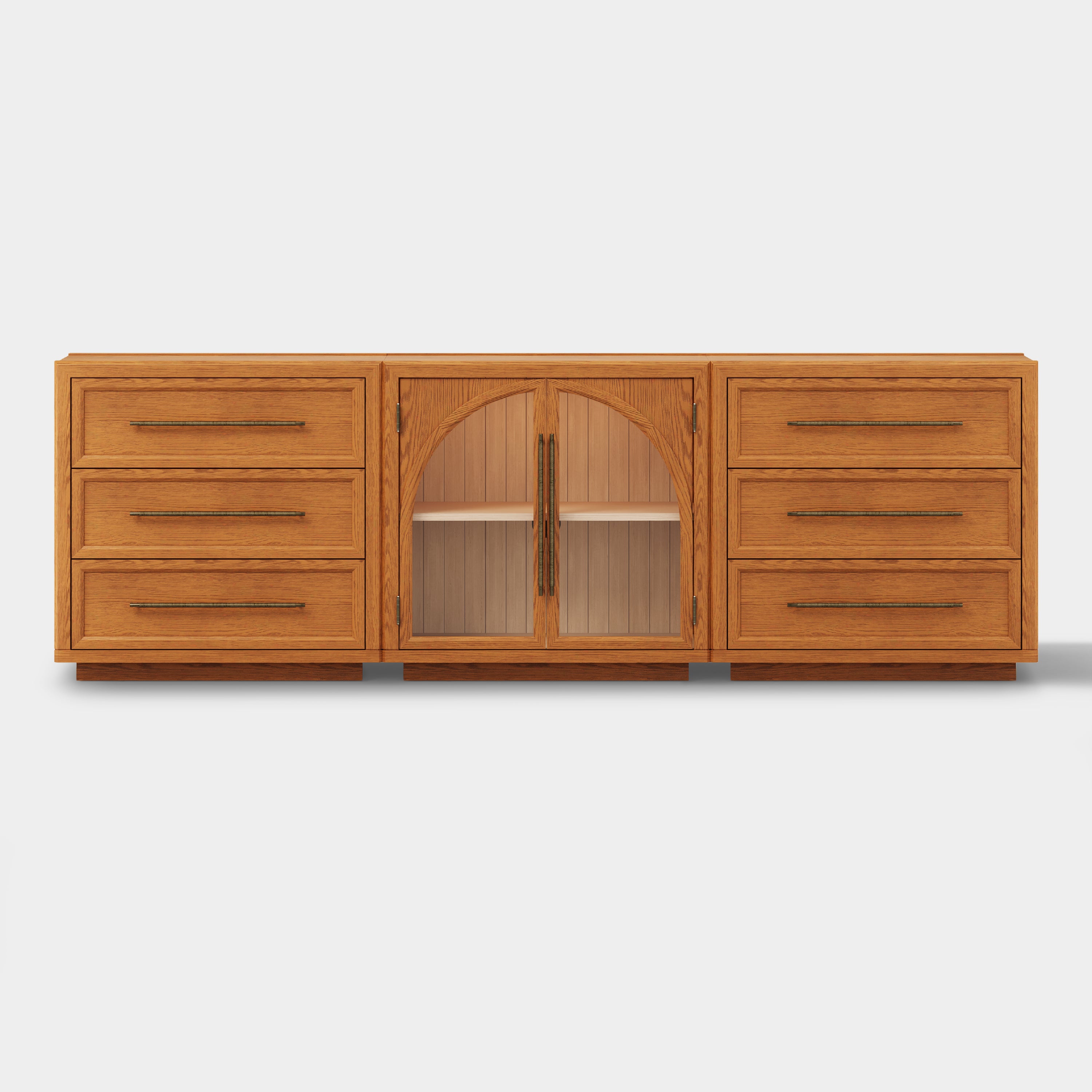 Alvar Arched 94.5″ Oak Modular Media Console(Set of 3)
