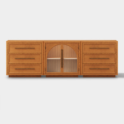 Alvar Arched 94.5″ Oak Modular Media Console(Set of 3)