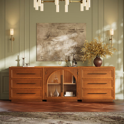 Alvar Arched 94.5″ Oak Modular Media Console(Set of 3)