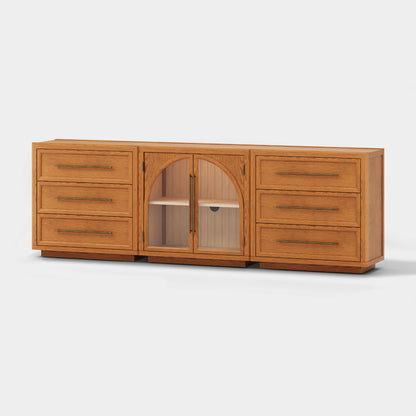 Alvar Arched 94.5″ Oak Modular Media Console(Set of 3)