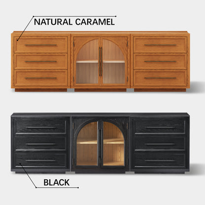 Alvar Arched 94.5″ Oak Modular Media Console(Set of 3)