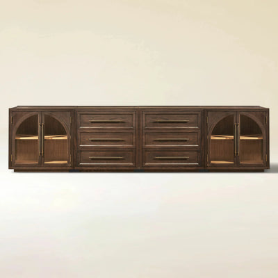 Alvar Arched 121″ Oak Modular Media Console(Set of 4)