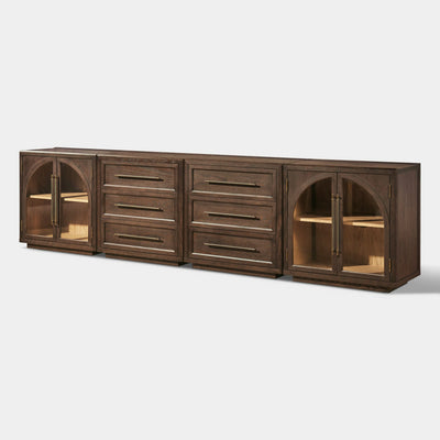 Alvar Arched 121″ Oak Modular Media Console(Set of 4)