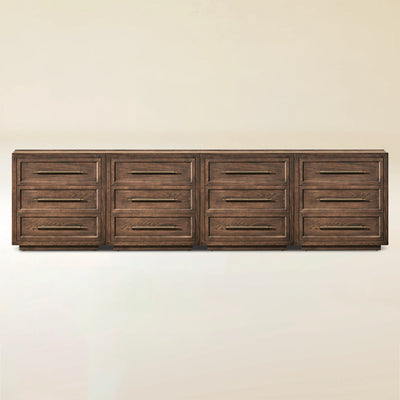 Alvar 121″ Oak 12-Drawer Chest(Set of 4)