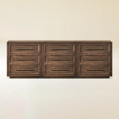 Alvar 91″ Oak 9-Drawer Chest(Set of 3)