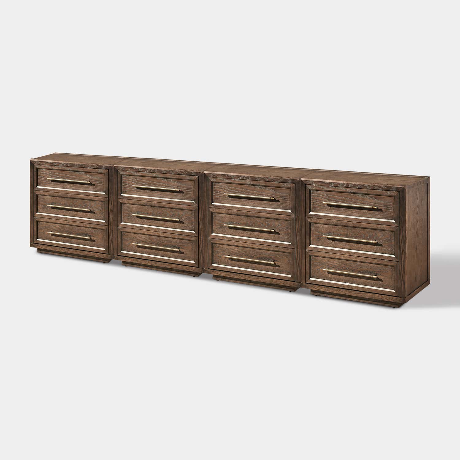 Alvar 126″ Oak 12-Drawer Chest(Set of 4)