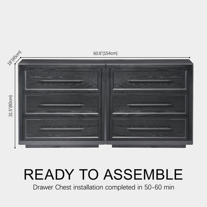 Alvar 63″ Oak 6-Drawer Chest(Set of 2)