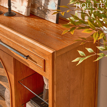 Alvar Oak Arched Glass Sideboard 63"W