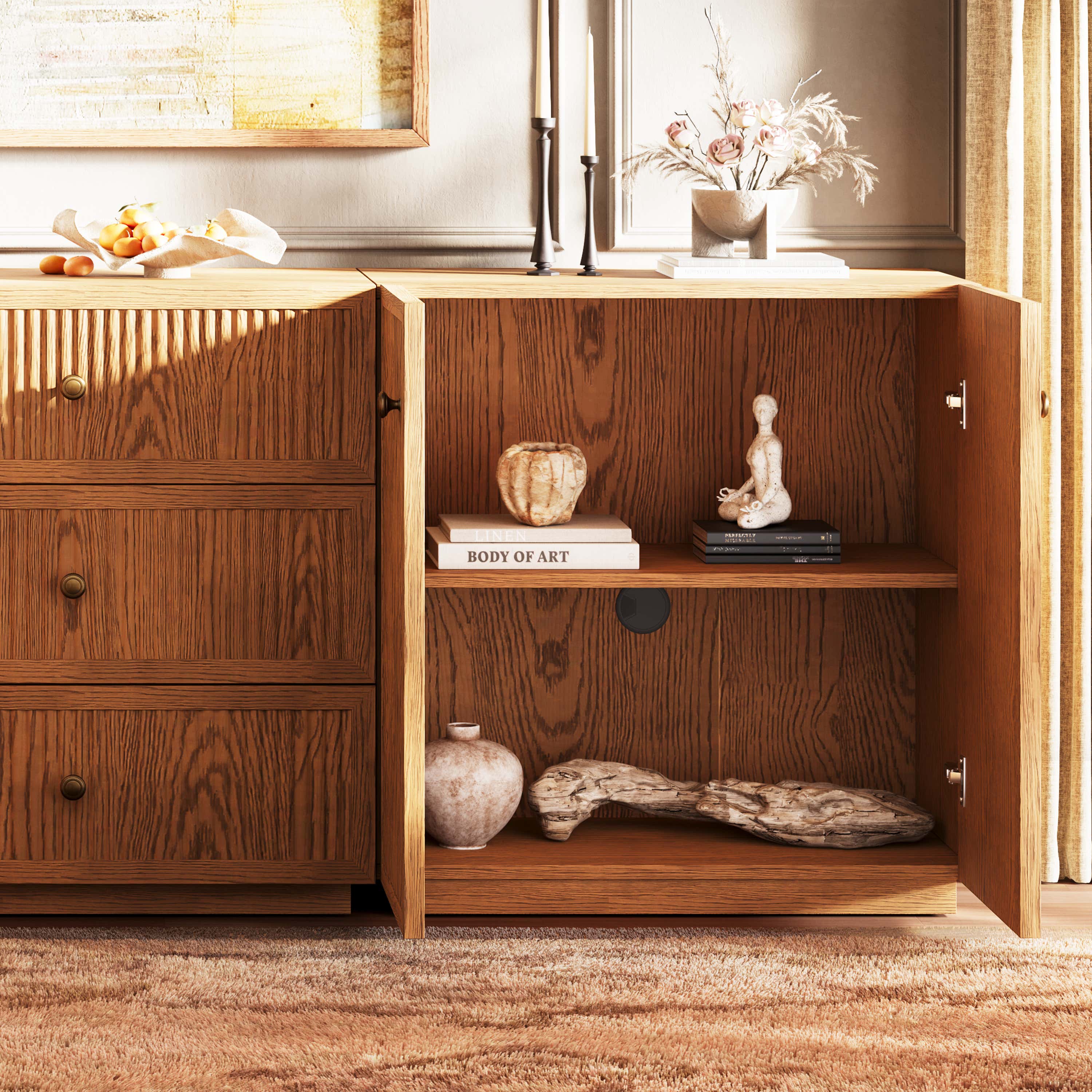 Avery Oak Sideboard 90"W(Set of 3)