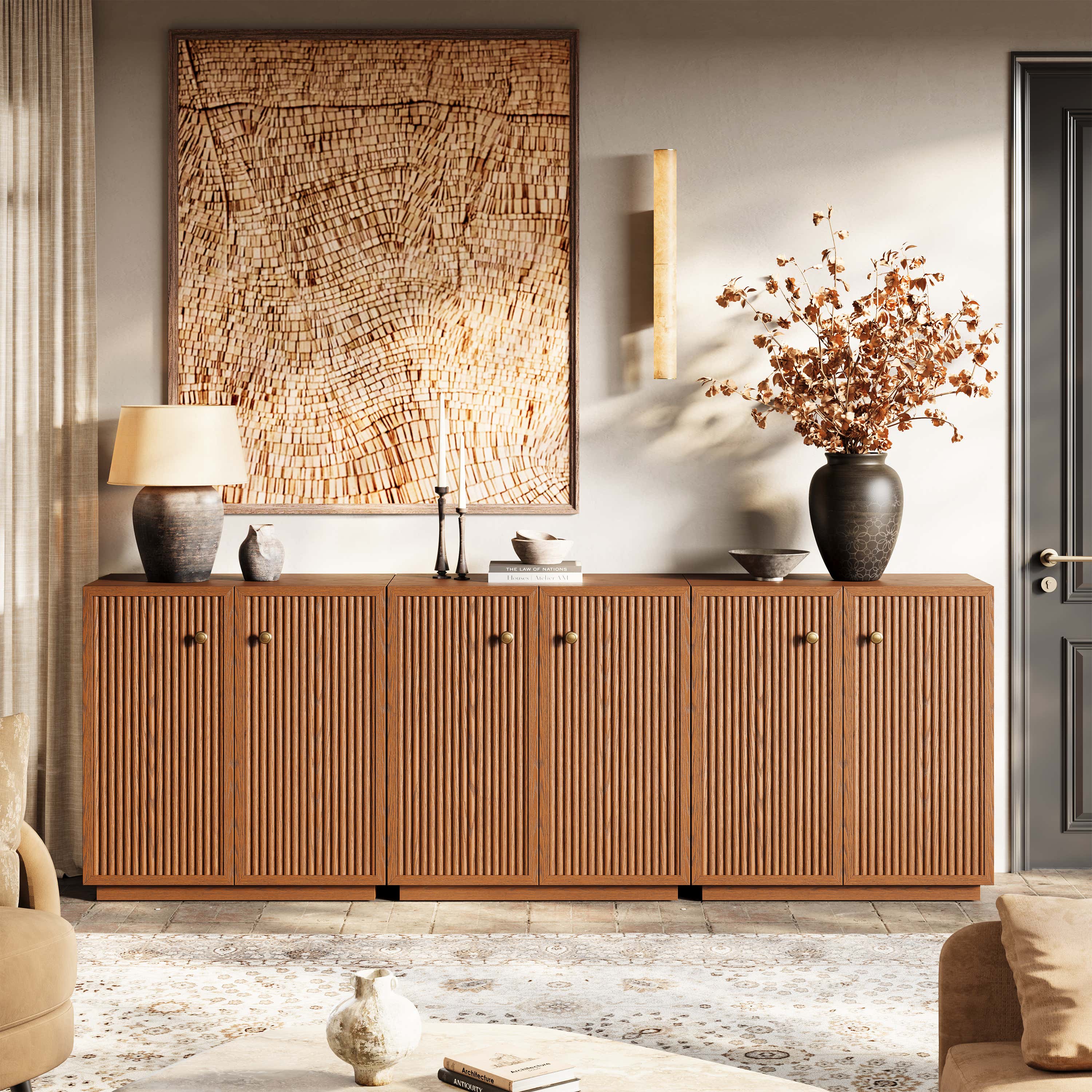 Avery Oak Sideboard 90"W(Set of 3)